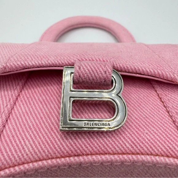Balenciaga Pink Mini Denim Hourglass Top Handle Crossbody Bag - Picture 3 of 15